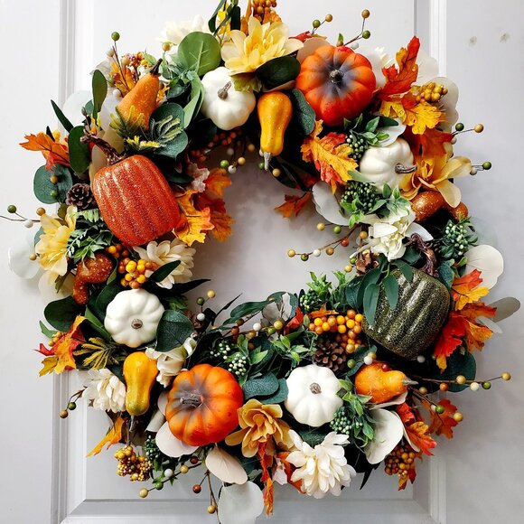 Autumn Bounty Fall Wreath - Picture 1 of 8